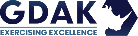 GDAK logo with a rhino silhouette and the tagline Exercising Excellence underneath.
