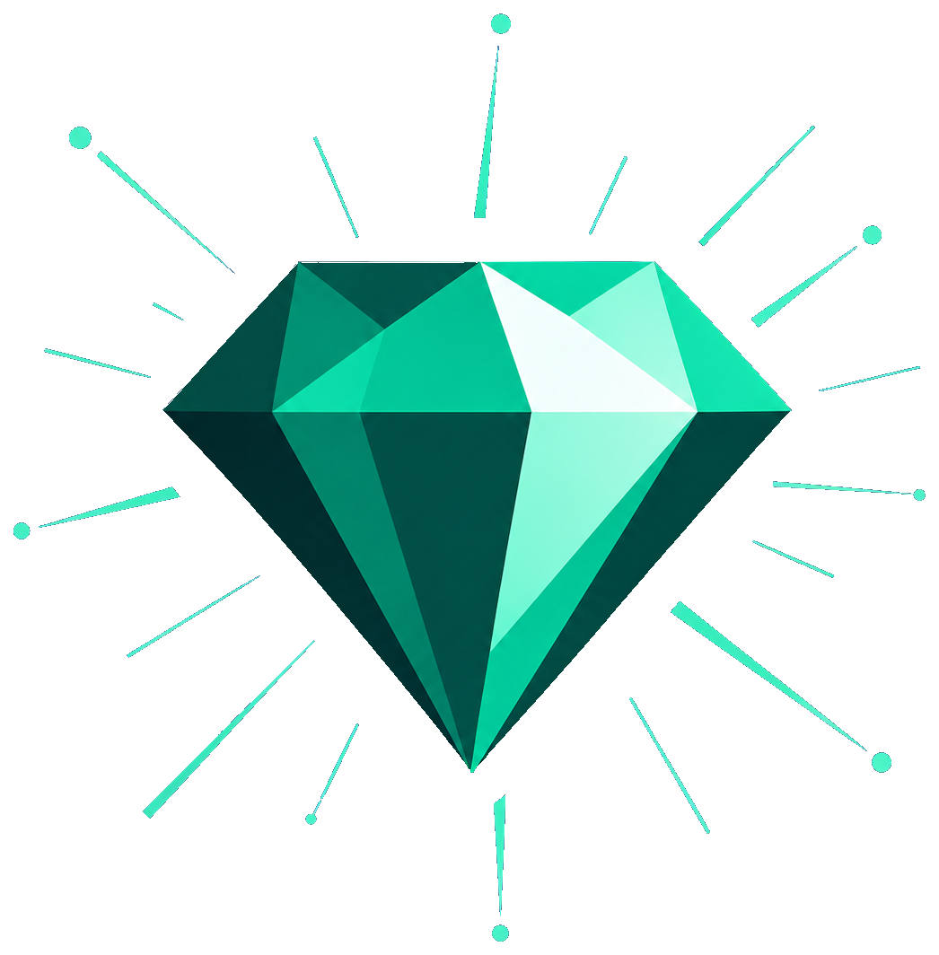 Abstract faceted diamond graphic representing visibility and being found