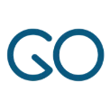 Lettres G et O stylisées en bleu, sur fond transparent.