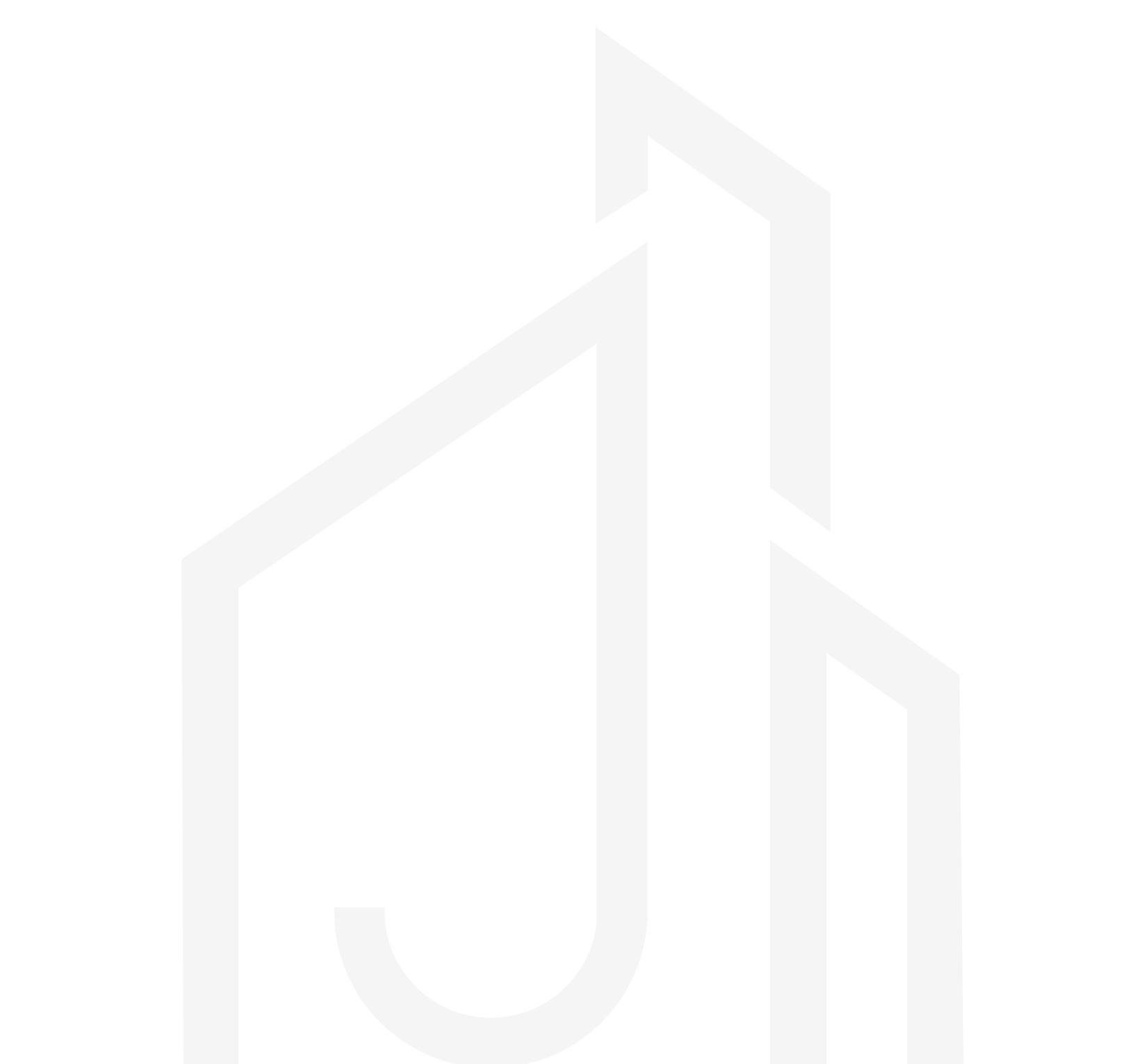 Abstract white geometric design resembling the letter J on a black background.