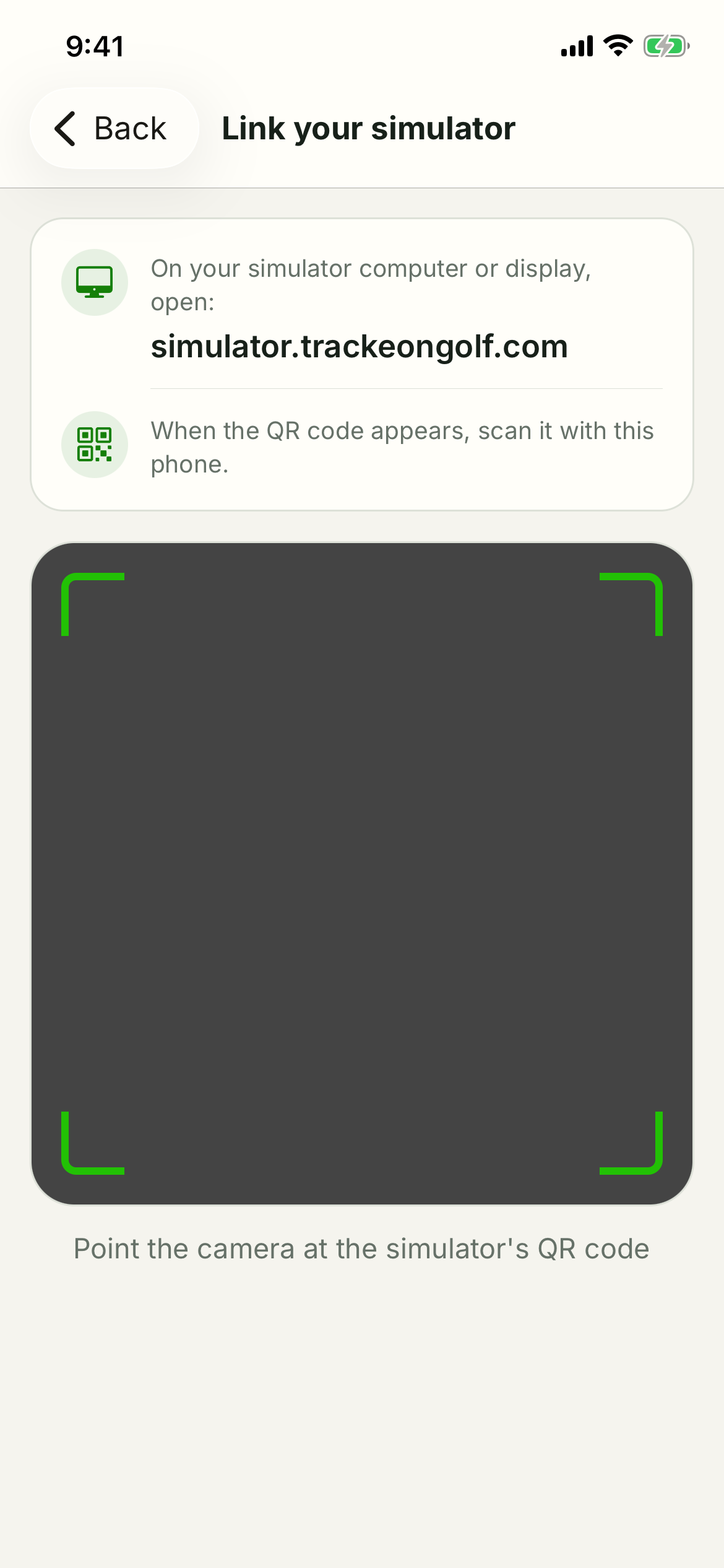 Trackeon Link your simulator screen with a QR scanner frame