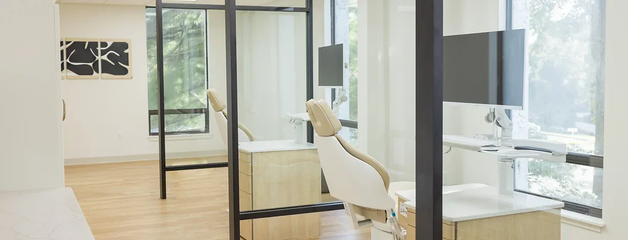 Open treatment area with patient chairs at Ridgefield Orthodontics in Ridgefield, CT