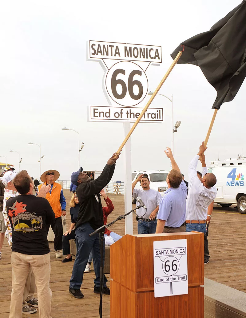 Group unveils Santa Monica Route 66 End of Trail sign on pier
