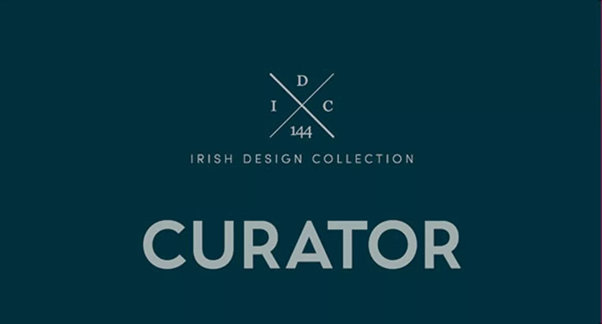 "Curator logo with 'Irish Design Collection' text