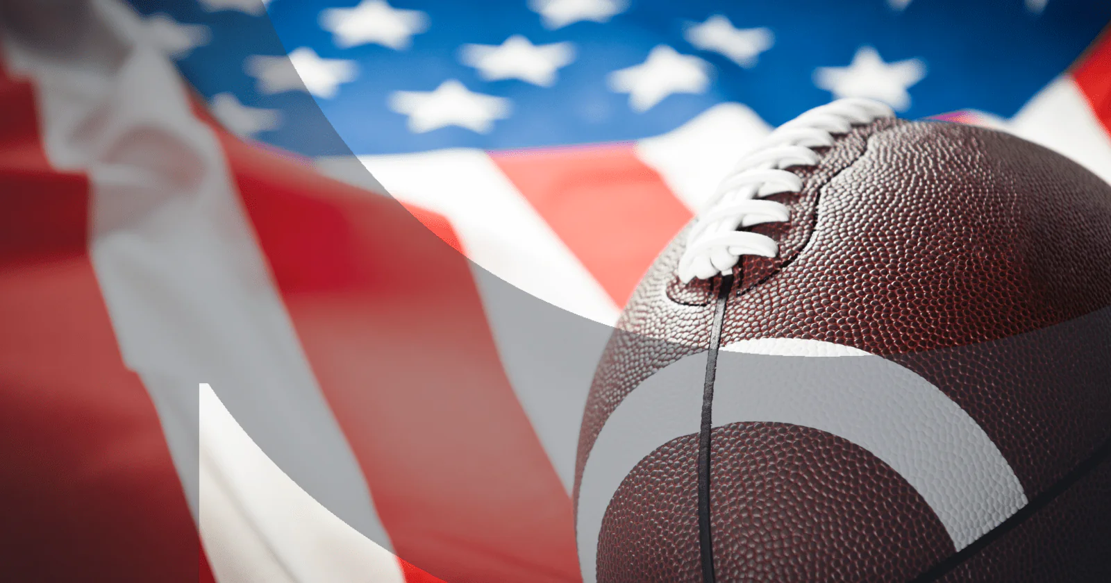 American football on a USA flag backdrop
