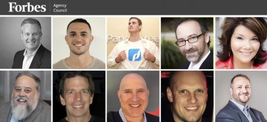Forbes Agency Council members' headshots in a grid layout.