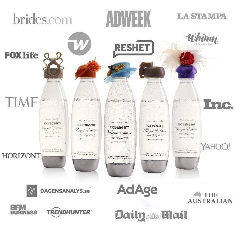 SodaStream bottles with colorful hats