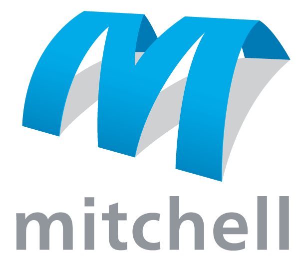 Blue 3D letter "M" logo with stylized grey text below.