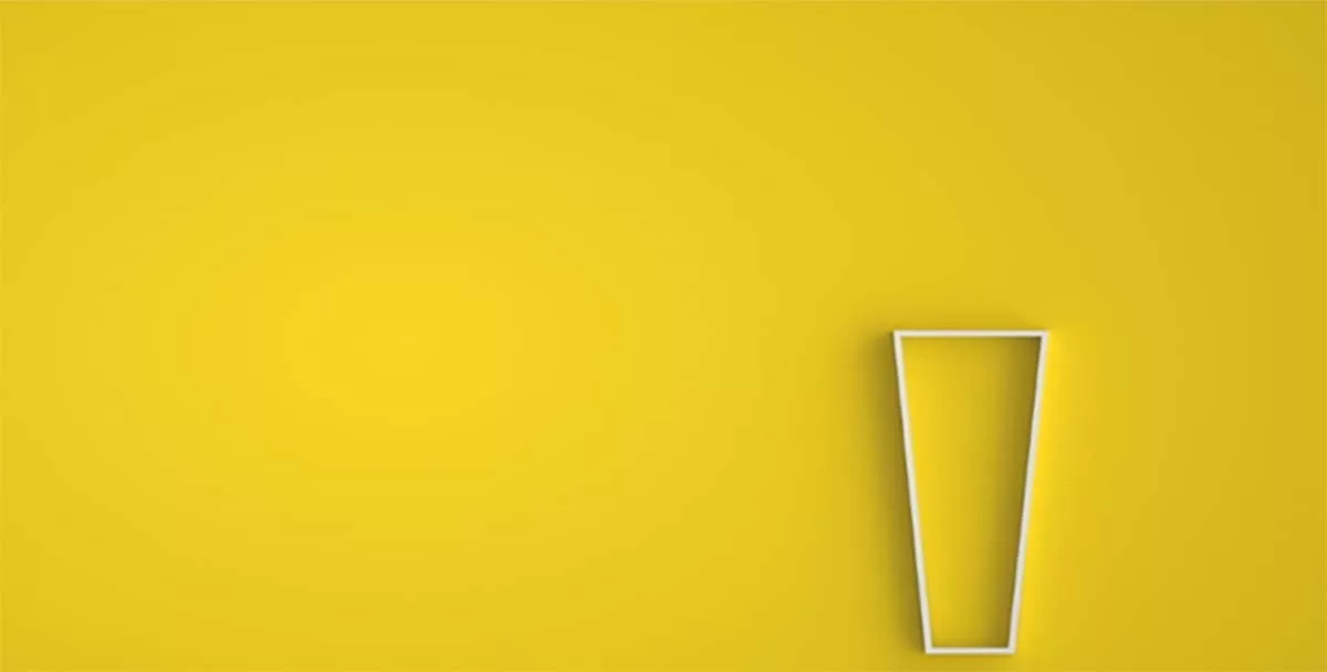 Yellow background with a white exclamation mark on the right