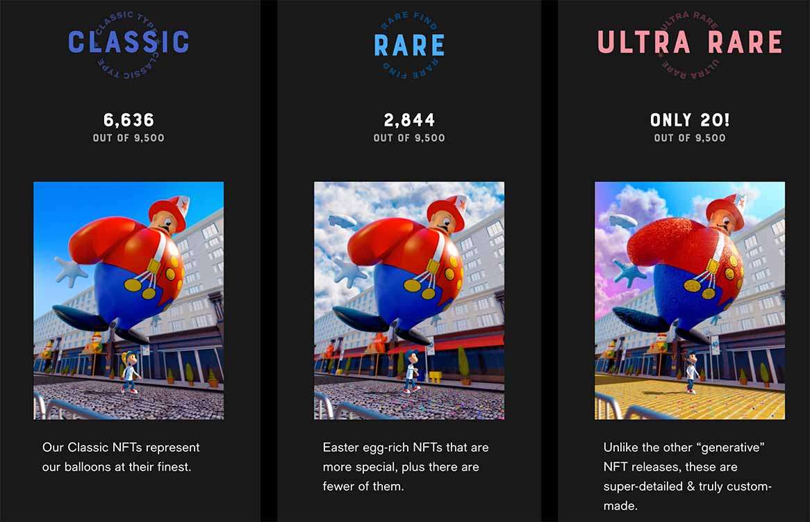 Three balloon NFTs: classic