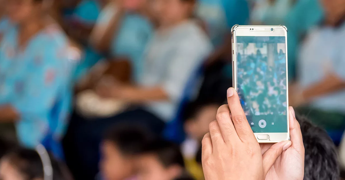 Hands holding a smartphone