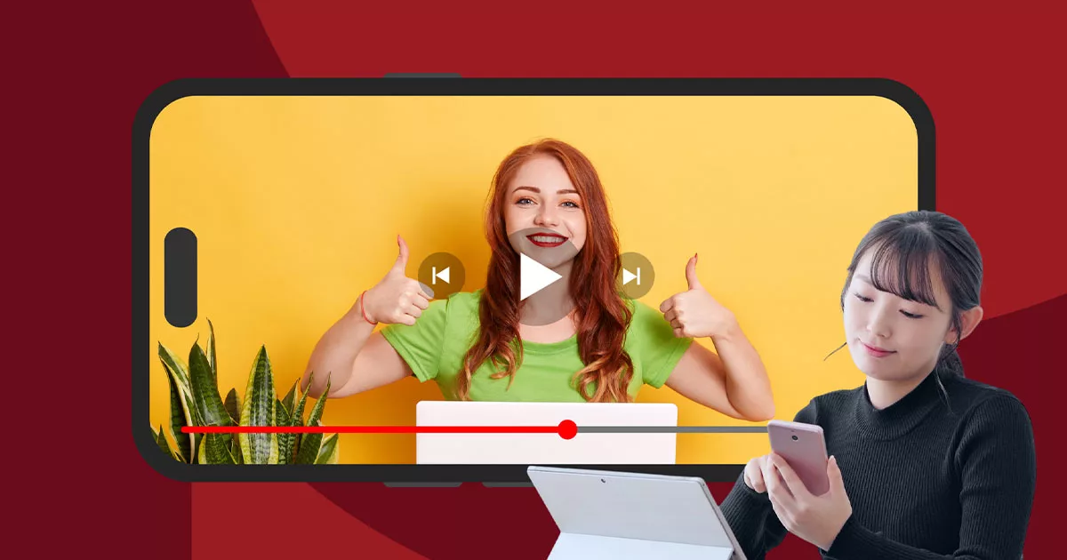 Woman giving thumbs up on video call