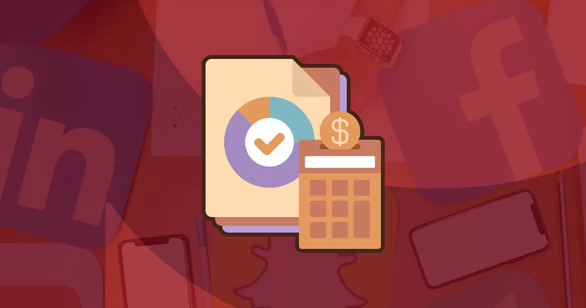 Illustration of financial report with pie chart