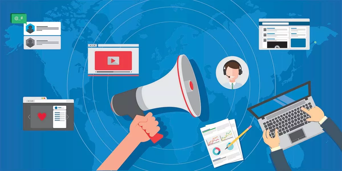 Digital marketing concept with megaphone