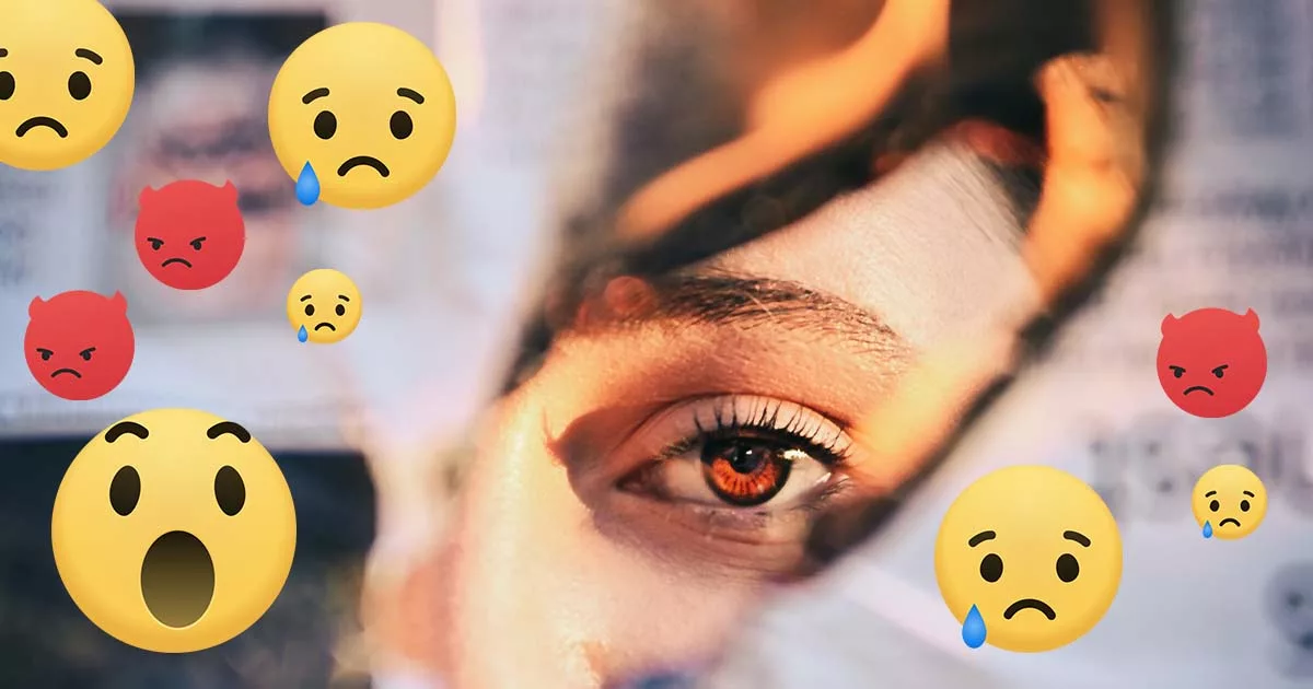 Close-up of a human eye surrounded by sad