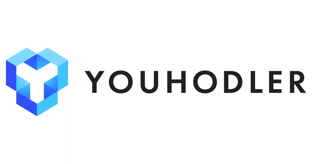 YouHodler logo featuring a geometric Y in blue gradients beside the brand name in bold black text.