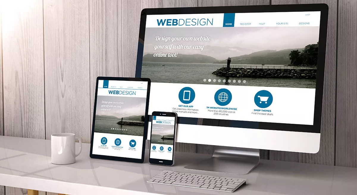 Web design displayed on desktop