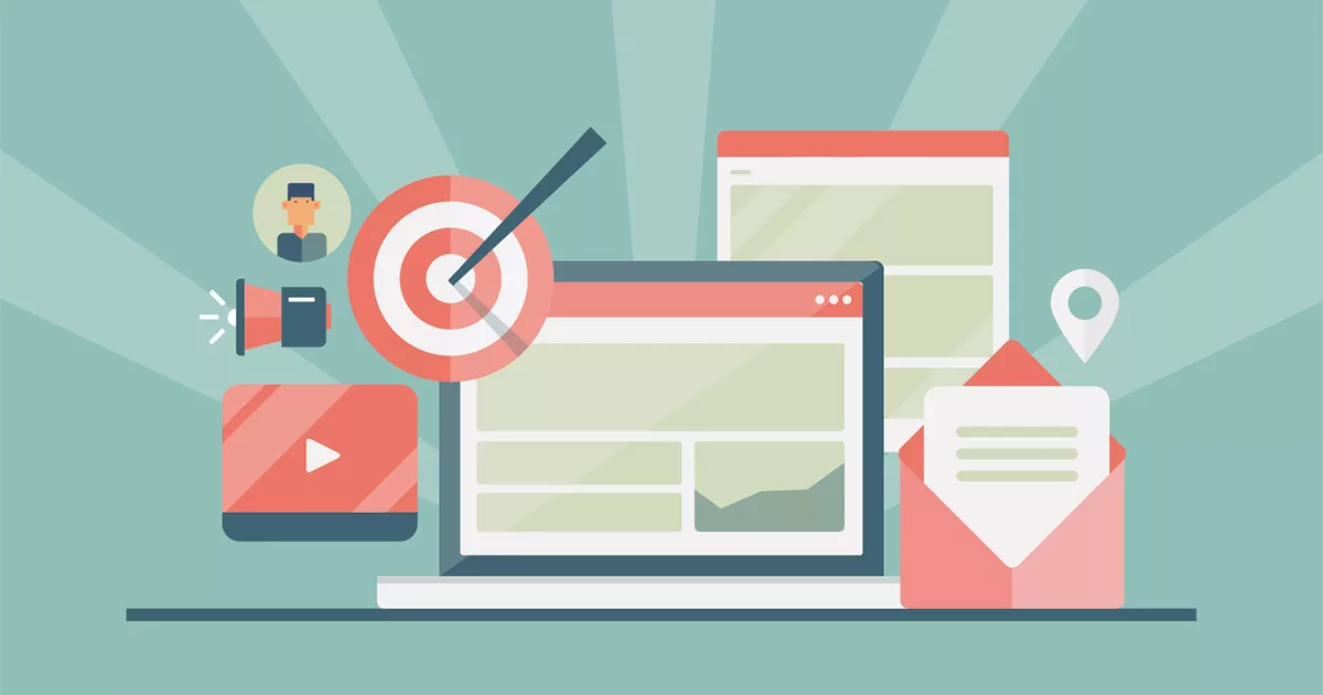 Digital marketing concept with laptop