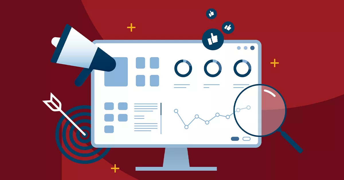 Digital marketing dashboard with charts