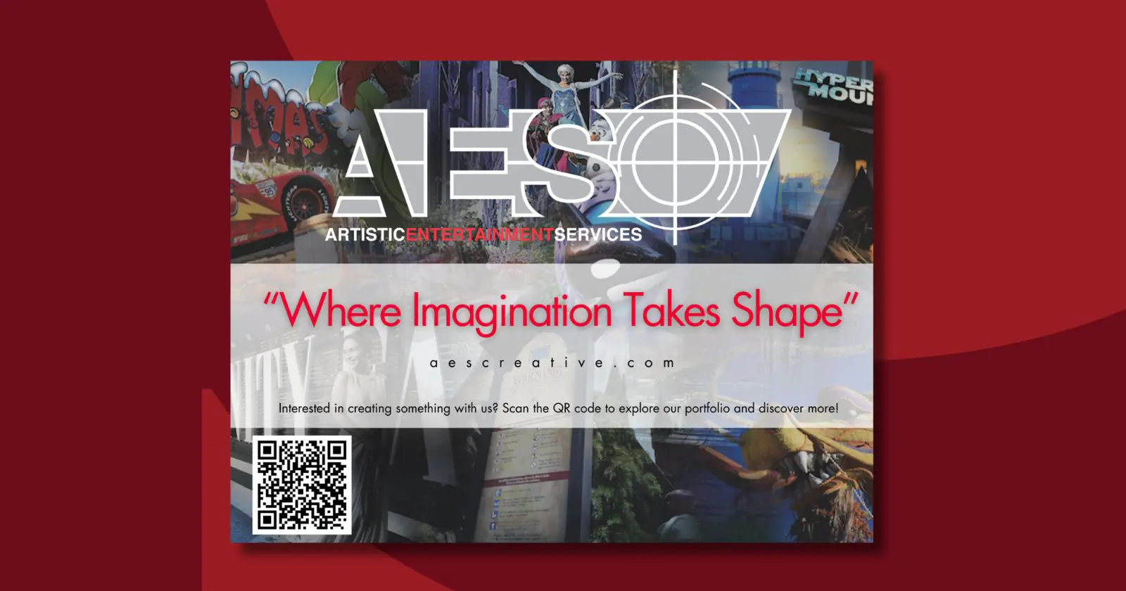 Artistic Entertainment Services poster with theme park imagery