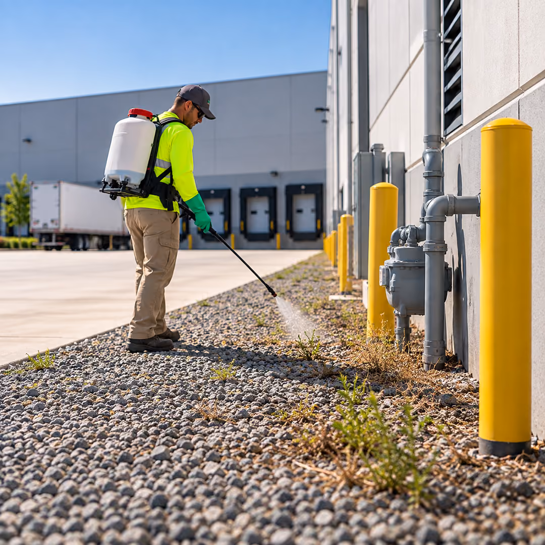 Commercial weed control by Midwestern Outdoor Services in Southern Indiana