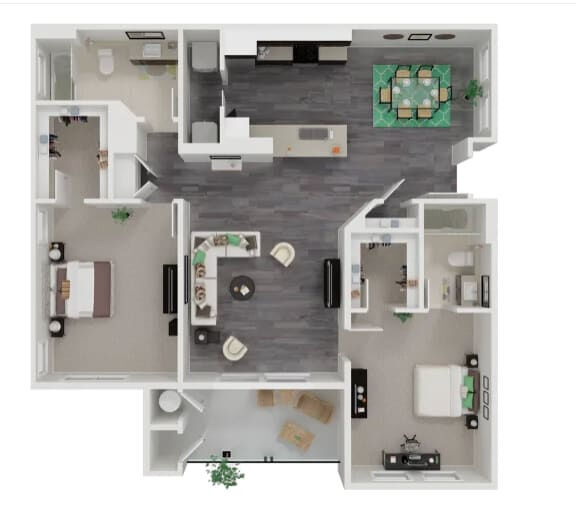 2 Bed / 2 Bath, 1160 sq. ft.