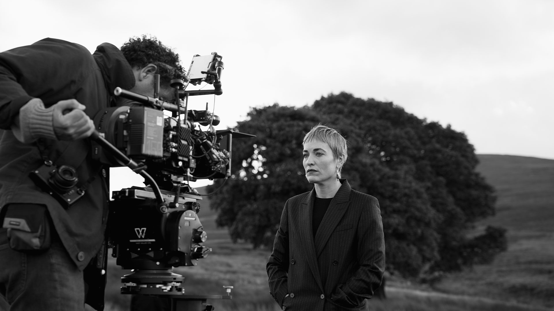 Lankum Ghost Town, Rough Trade Records, music video, behind the scenes shot of lead singer and cameraman