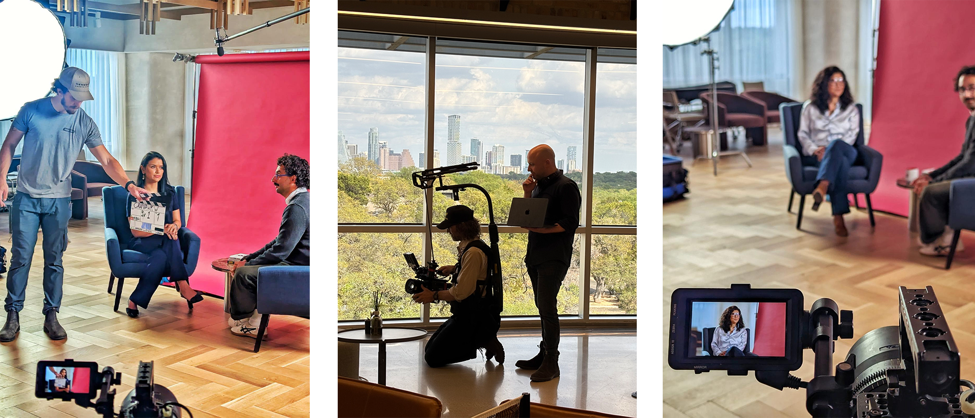 Canva x Keller Williams, behind the scenes shots of office set and Founder Liam Harkin