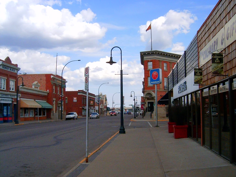 Main street in Lacombe, Alberta