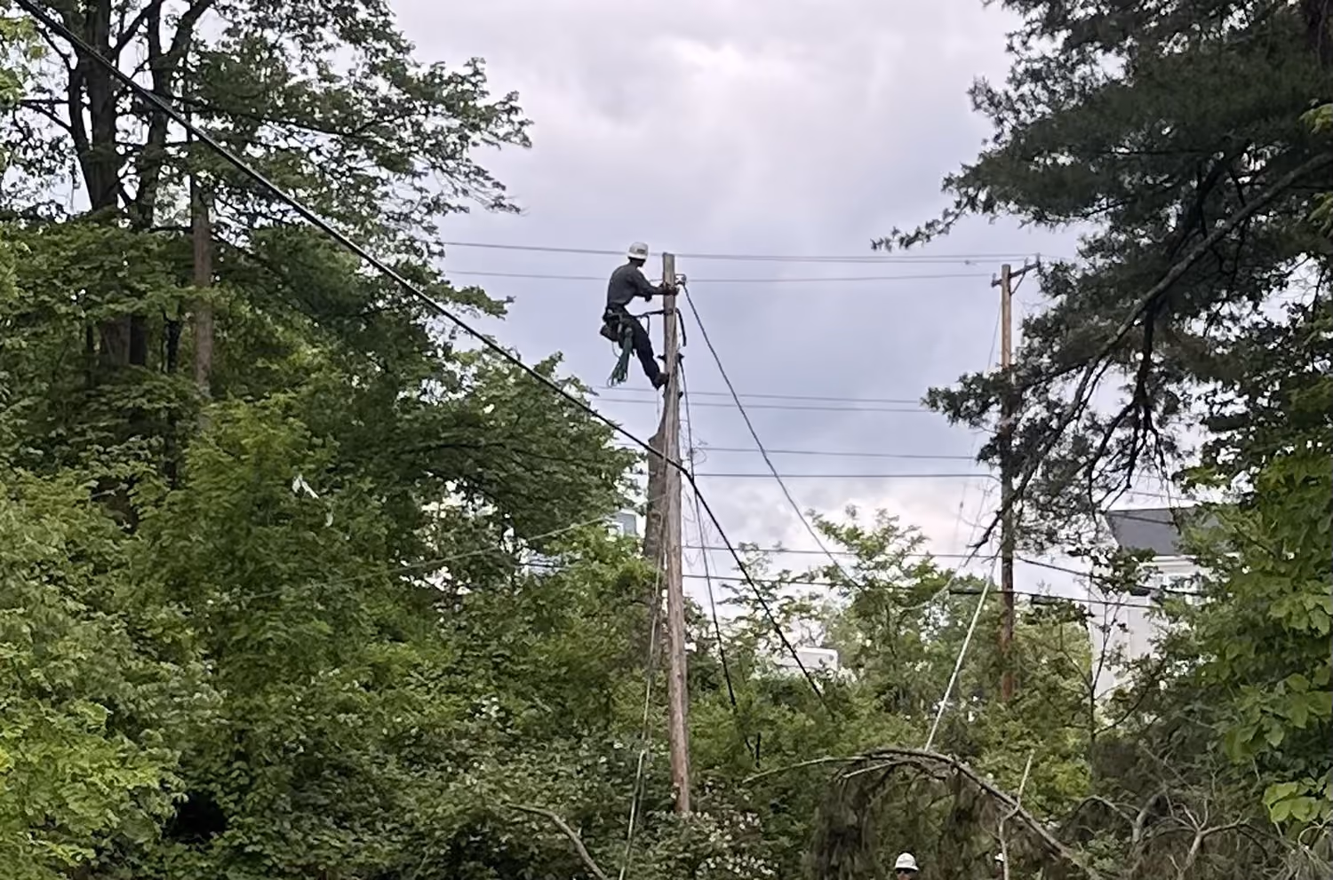 IBEW Local 29 crew with a bucket truck