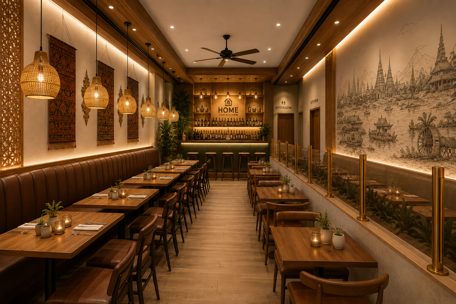 Home Thai Kitchen warm modern Thai restaurant interior concept