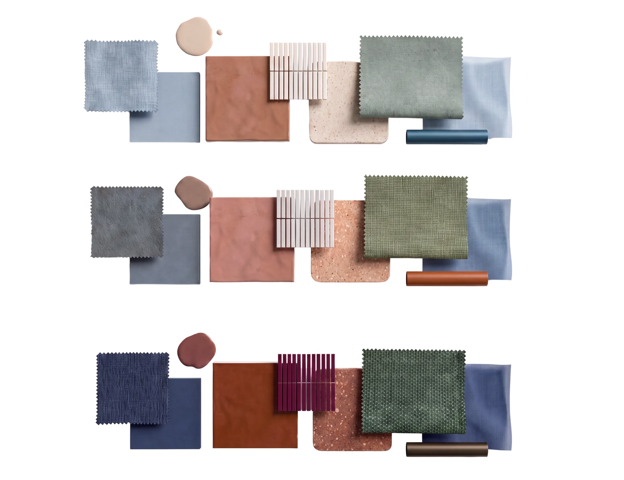 Material samples on white