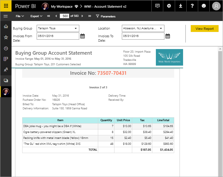Paginated report