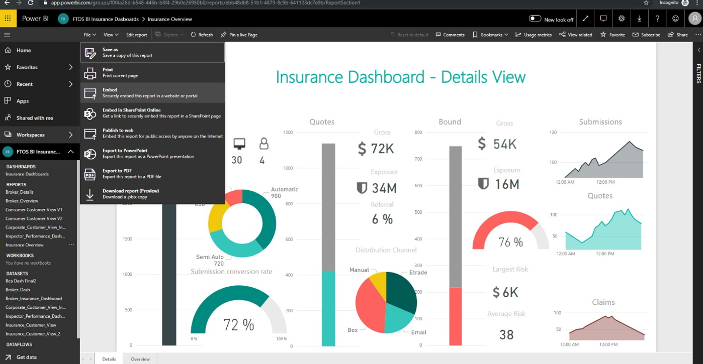 Embedded Power BI report