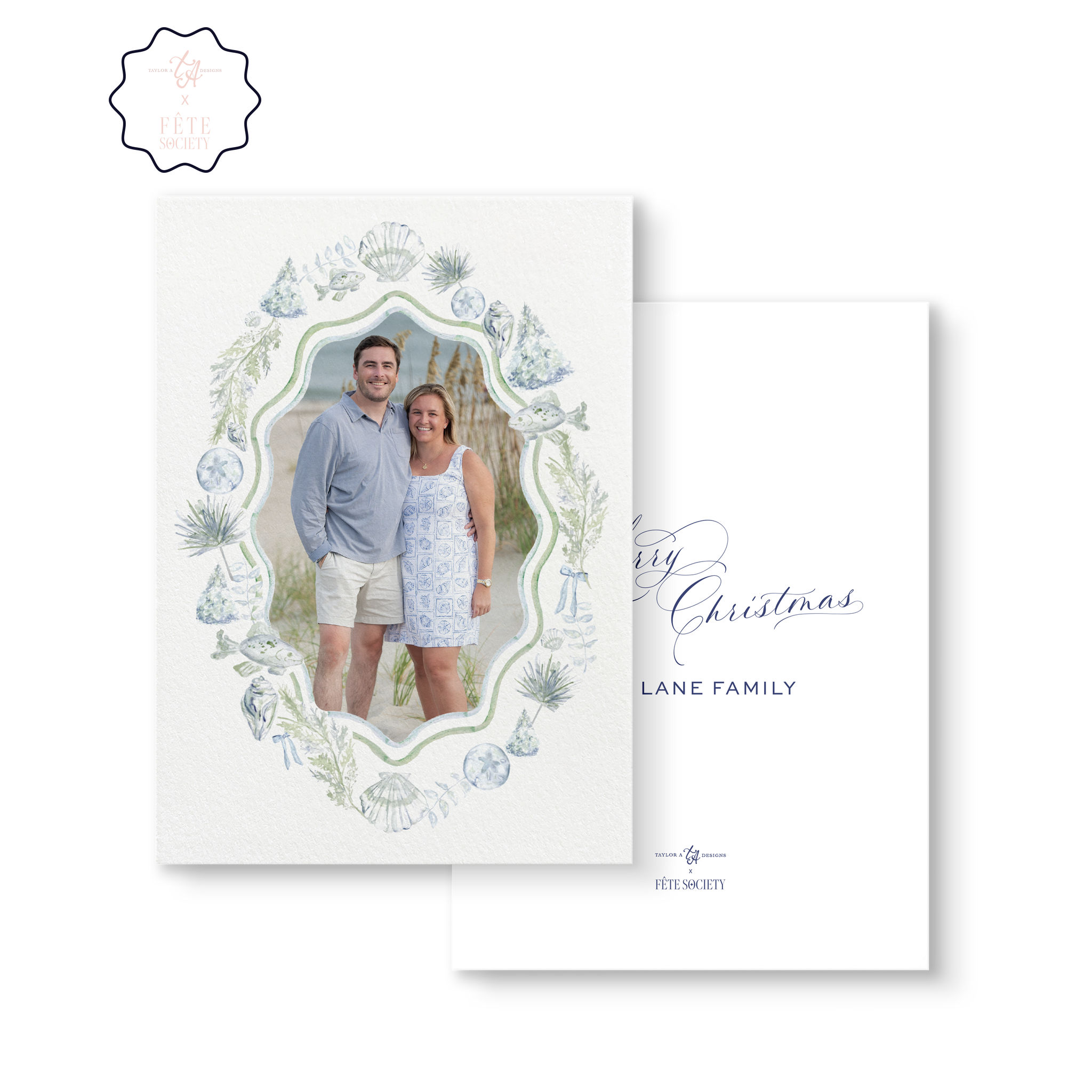 Beach Holiday Card front and back | Taylor A Designs x Fête Society