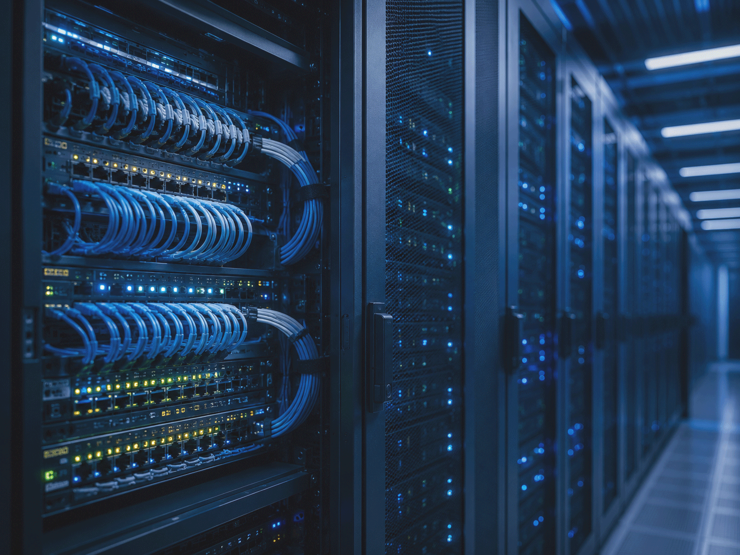 Server racks inside a secure data center