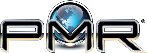 PMR Logo with PMR letters in front of globe