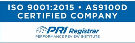 PRI Registrar ISO 9001:2015 and AS9100D certified company seal
