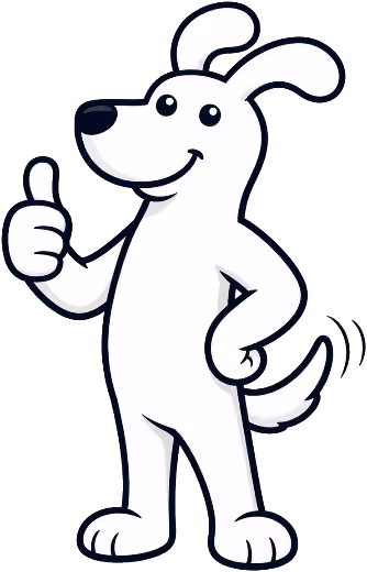 Cartoon dog giving a thumbs up