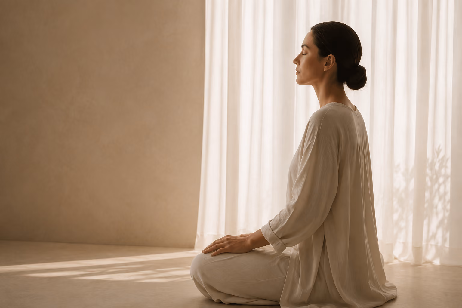 Woman resting in a calm spa interior