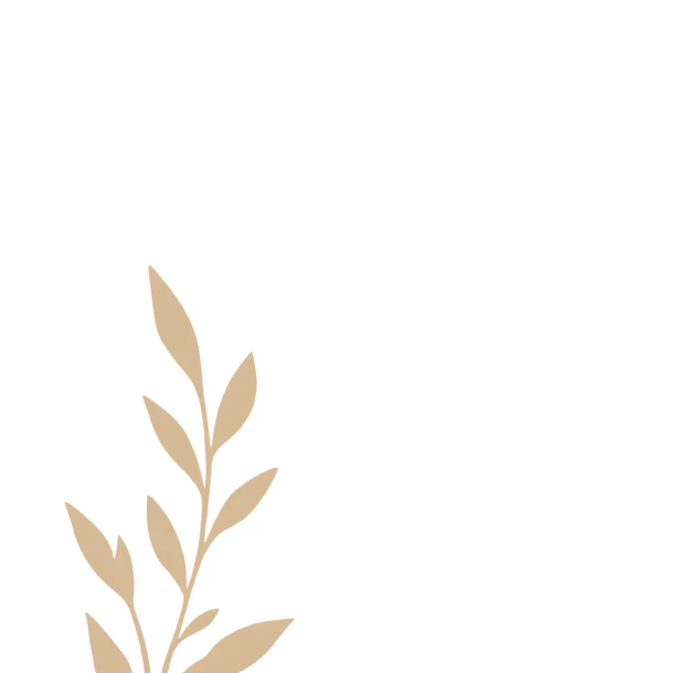 Decorative flower accent, left side of testimonial card