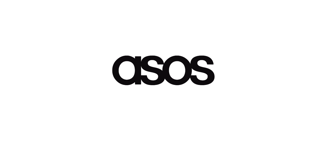ASOS brand name in stylized lowercase black letters on a black background.