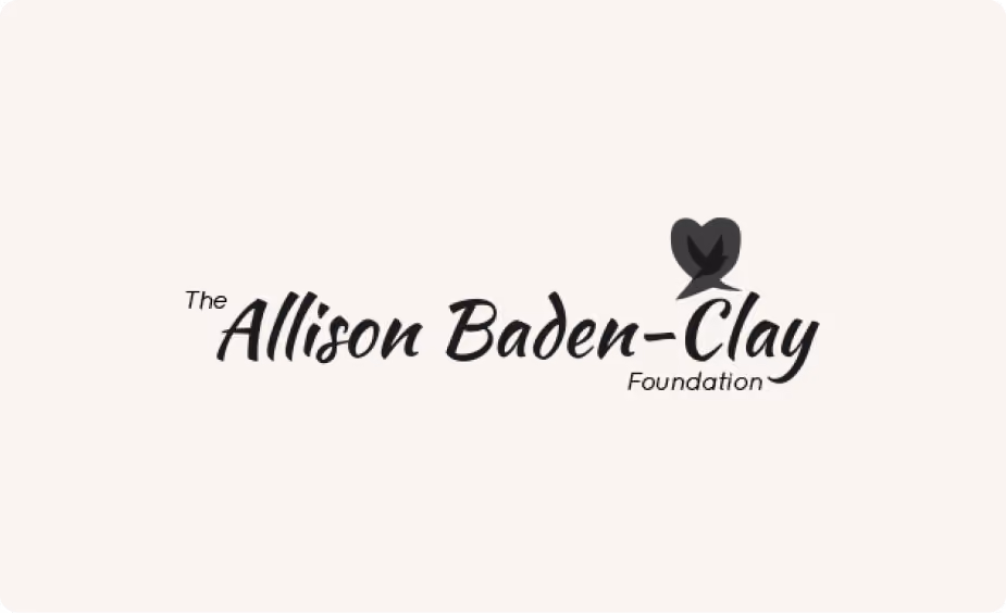 The Allison Baden-Clay Foundation logo with stylized text and a heart shape above the letter y.