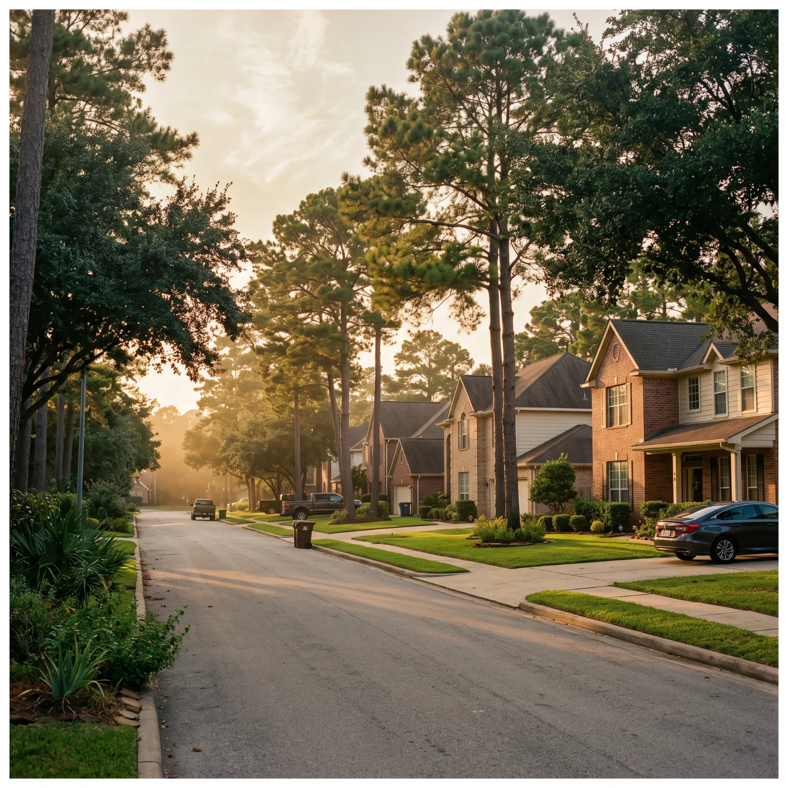 Tree-lined north Houston street in the Scoop Snoop one-time yard cleanup service area