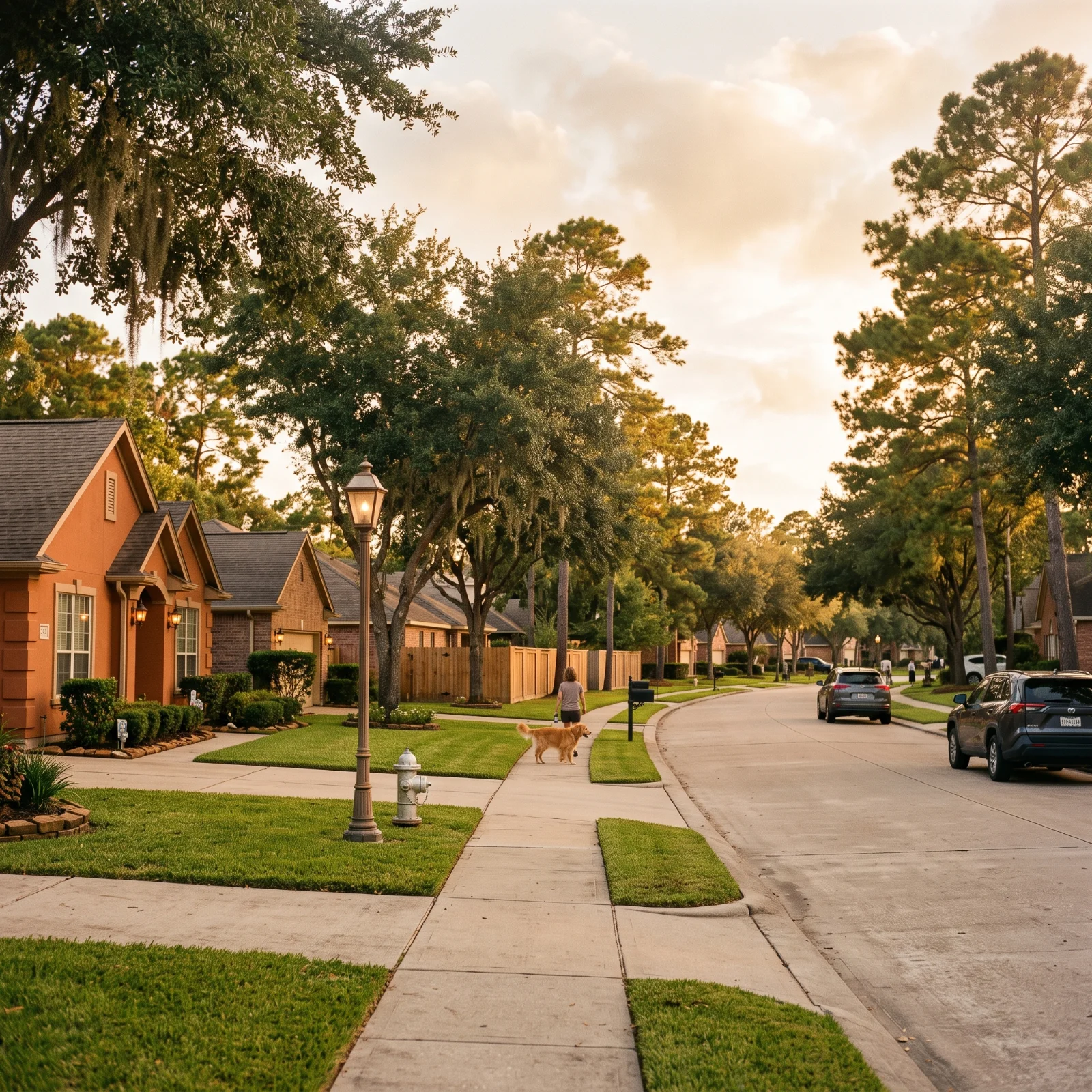 Residential street in Spring, TX served by Scoop Snoop pooper scooper service