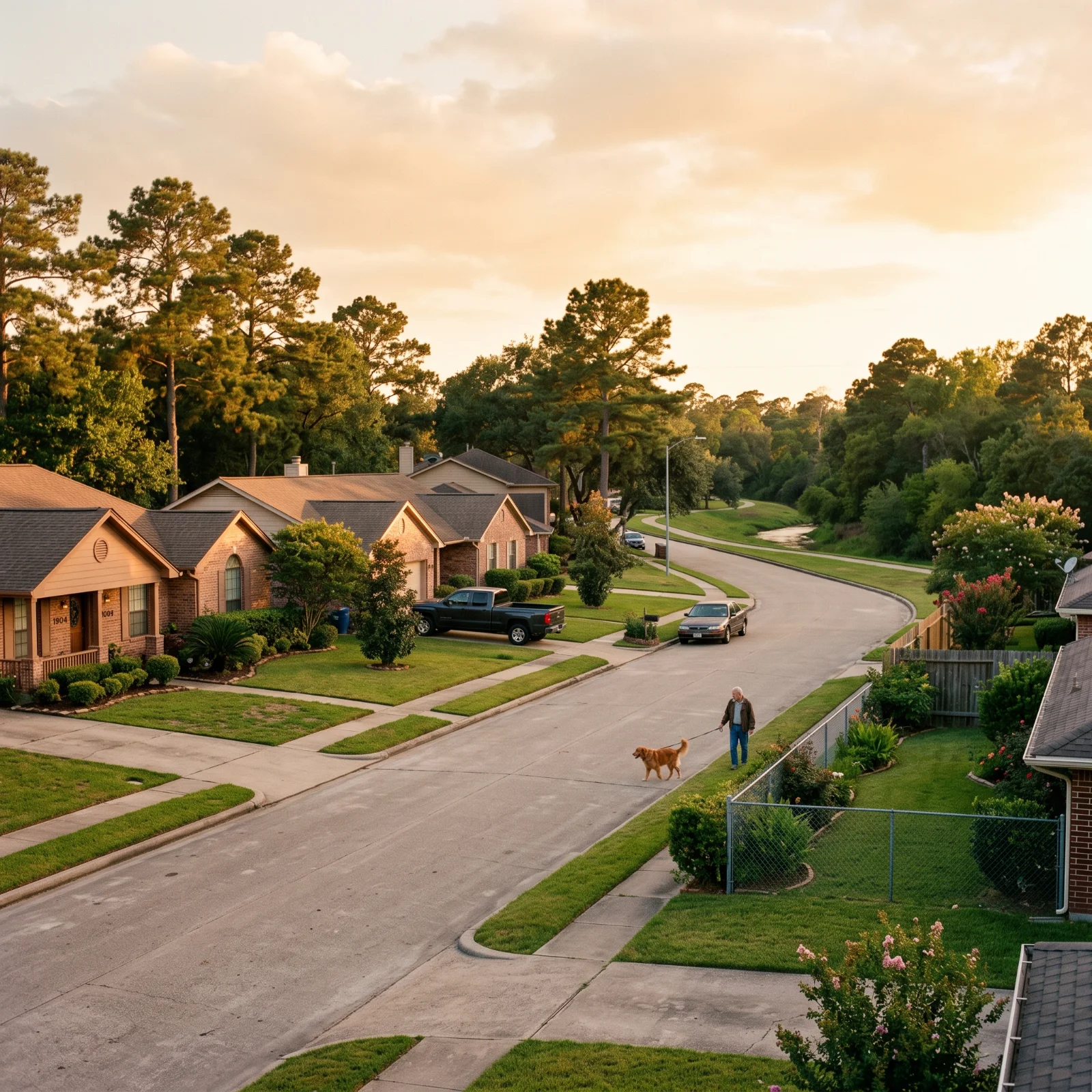 Humble, TX neighborhood beside the bayou greenway served by Scoop Snoop