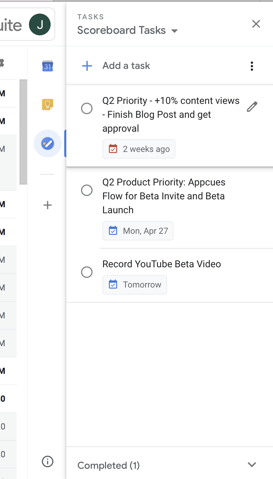 Google Tasks connected to Scaling Up Scoreboard priorities
