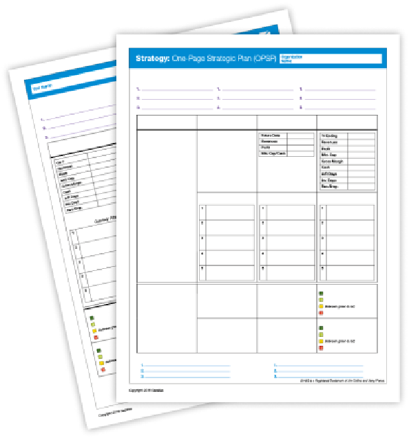 Strategy growth tools: SWT, 7 Strata, One-Page Strategic Plan and Vision Summary