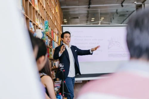 Business leaders in a coaching discussion