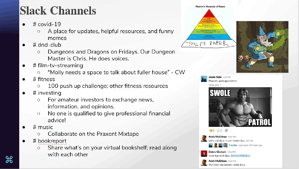 Praxent Huddle Slack channels